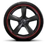 Rotor' design Matt black with diamond cut rim edge alloy wheels with 265/30 R20 tyres PQV 1,500 RS 4 Avant 20inch x 9J '5arm Rotor' design Matt black with red rim edge alloy wheels with 265/30 R20