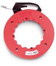 Includes fish tape ball that glides through tricky bends without sticking or snagging. 250 lb. pulling strength. Tape Length Size Reel Diameter 990365 50-ft 1 8" x.060 8 7 16" 990385 100-ft 1 8" x.