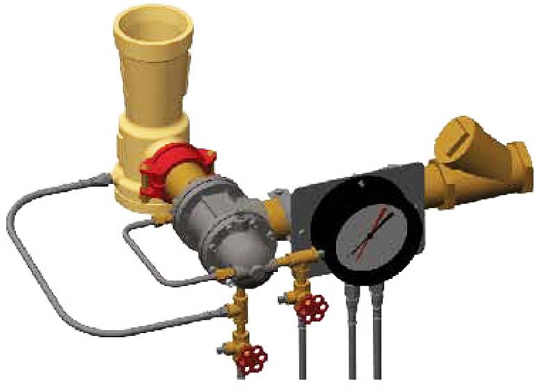 The ILBP is a partially pre-assembled proportioning device, complete with a duplex water and foam pressure gauge, spool valve, concentrate controller, check valve, sensing lines and associated brass