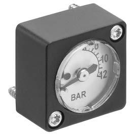 16 Preparation of compressed air Pressure gauge, Series P1-INT flange version Background color: White Scale color: Viewing window: Polycarbonate Units: bar Version Main scale unit (outside) Ambient