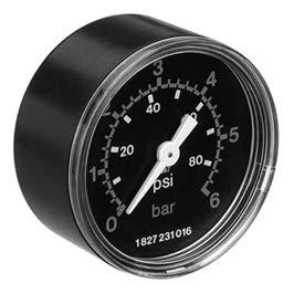 6 Preparation of compressed air Pressure gauge, Series P1-SNL Front port Background color: Scale color: reen / White Viewing window: Mineral glass Units: bar / Version Bourdon tube pressure gauge