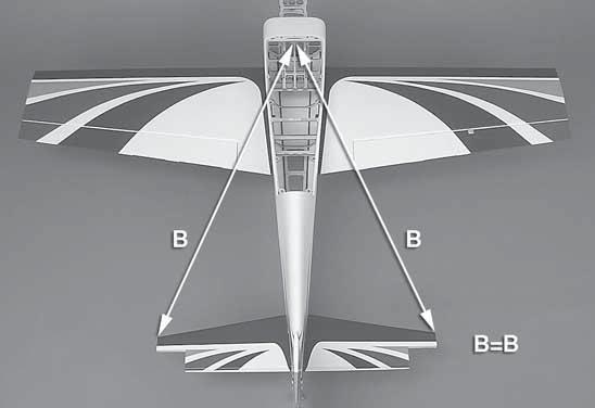 Adjust the position of the stab until they are equal. The stringer is centered in the front of the fuselage. 1.