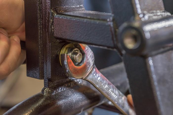 Install ½ washers and ½ nylock nuts over the bolts and tighten evenly. Please note that the nylock nuts provided are thin sided to provide clearance between rack components.