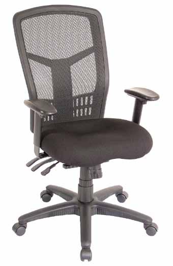 Stocked in Black Mesh with Black, Latte or Basil Fabric Seat. Model No.