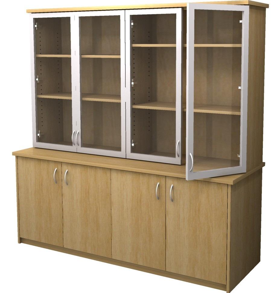 Extra deep hutches at 400deep overall WALL UNIT WITH GLASS DOORS IN HUTCH Glass doors have 38mm flat profile aluminium