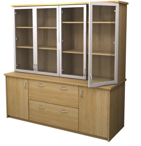 WALL UNIT WITH GLASS DOORS IN HUTCH Glass doors have 38mm flat profile aluminium frames Glass doors are clear toughened