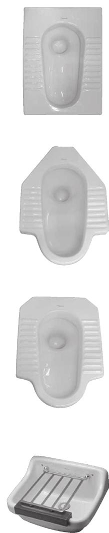 COMMERCIAL PRODUCTS SQUARE SQUAT PAN Suitable for use with high level or medium level wall mount cistern Wide rectangular platform Integral S trap Washdown flushing action Flexible roughing in To