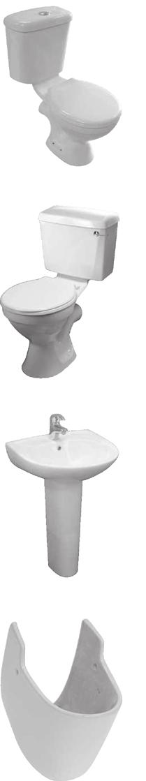 CONTRACT PRODUCTS CONTRACT CLOSE COUPLED TOILET SUITE Close coupled open rim wash down P trap pan 4.5/3 dual flush cistern C/W cistern internals.