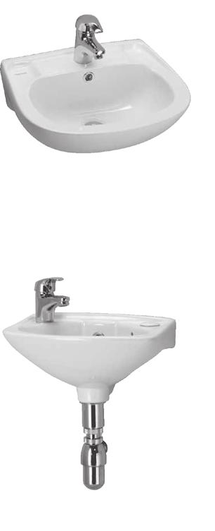 CONTRACT PRODUCTS 450mm CLOAKROOM BASIN or 2 TH cloakroom basins with overflow Chrome overflow
