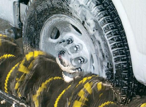 The wheel brush cleans the tires and all wheel surfaces when the friction option is chosen.
