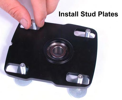 2. Starting with the passenger side Bearing Plate, install two of the provided Stud Plates from the bottom of the