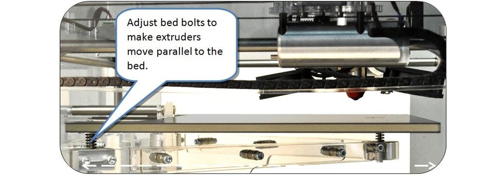 Adjust the height of the bed bolts to make each side level using the 3mm hex driver from the toolkit.