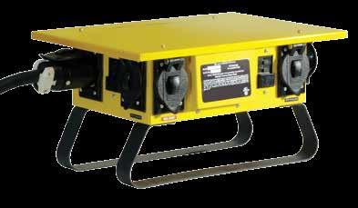 Features and Benefits Temporary Power Distribution Boxes and Temporary Power Cables Durable hi-visibility yellow powder coated steel construction Hubbell 50 amp receptacle and inlet Six 20 amp