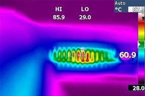 9 Thermal image of integrated inductor under test at