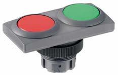 twin pushbutton, oval collar Ø.30 +0.40 Pict.: illuminated Illuminability Colour of lens Legending Plastic front ring Metal front ring yes opaque green/opaque red none 1.30.41.