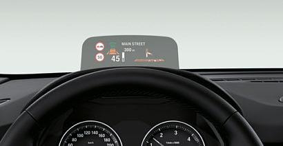 The full-colour BMW Head-Up Display 6 projects all relevant driving information onto a panel in the driver s field of vision, which means they can remain focused on the road.