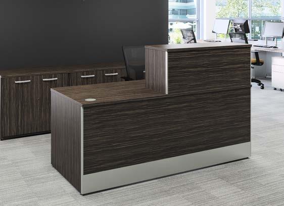 X-Range recepti These images show how Macassar finish can be used to X-Range reception desks create a very striking