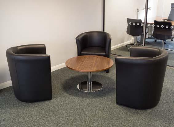 a convenient worksurface create a practical, relaxed, semi-private meeting