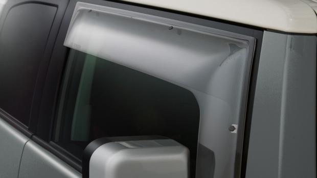 Weathershield (sold separately) Toyota Genuine Weathershields offer added weather protection and are lightly tinted to reduce glare.