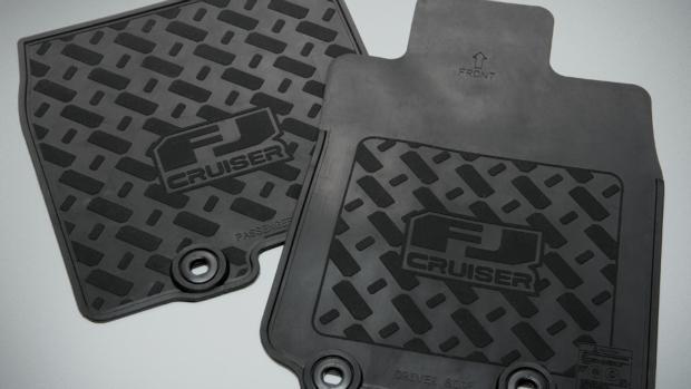 Floor Mats - Rubber Toyota Genuine Rubber Floor Mats are easy to clean and tailored to fit FJ Cruiser.