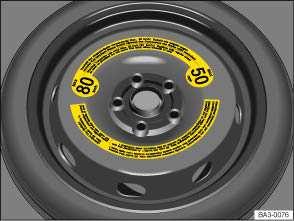 Fig. 143 In the luggage compartment: Compact spare wheel. Please first read and note the introductory information and heed the WARNINGS.