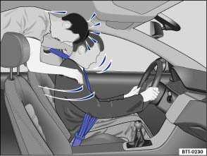 Fig. 48 Unbelted passengers in the rear seats are thrown forward on top of the belted driver. Please first read and note the introductory information and heed the WARNINGS.