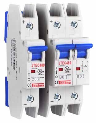 Jtec 489 DC Miniature Circuit Breaker LOAD Jtec dc circuit breaker allows usage on dc circuits upto 125Vdc in a single pole and 250Vdc with two poles in series configuration.