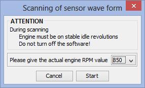 Acceleration test -Automatically measures Acceleration time [s]. This time period is measured from the moment of reaching RPM begin value to the moment of reaching RPM end value.