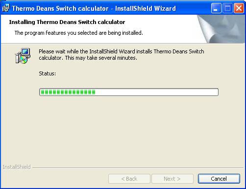 Installing the Deans Switch Calculator Program 8. Click Install for starting the installation of the program. The following window is displayed. See Figure 33.