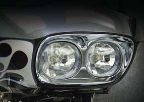 The original Faceplate for the Road Glide dresses the headlight area with Chrome or with optional color
