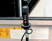like "higher hook hoisting and lower swing speed" in a high lift working. Slidable control station and operator seat.