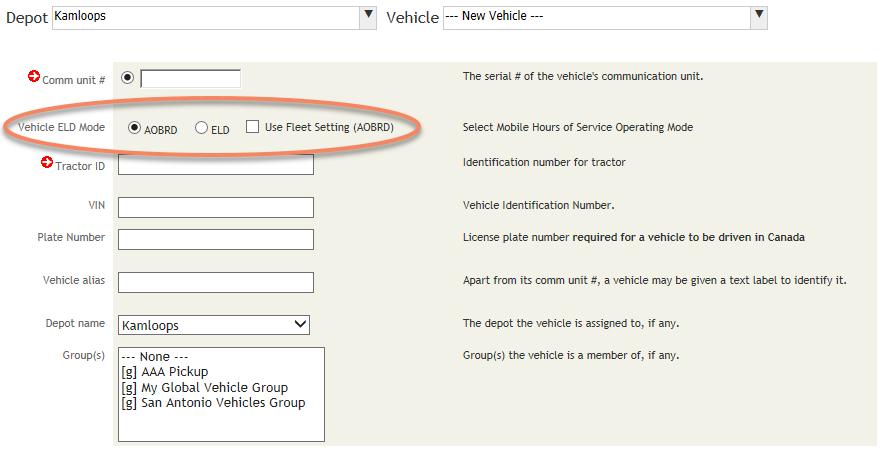 On the Vehicle Summary page, a new column Device Mode identifies if