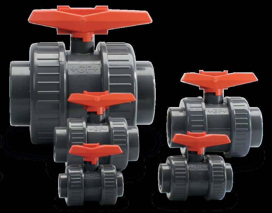 True Union Ball Valve Type 3 General Size: ⅜ 4 Material: PVC, CORZAN CPVC, or PPn Seat: PTFE Seals: EPDM or FPM End Connection: Solvent cement socket, threaded, flanged, PPro-Seal electrofusion