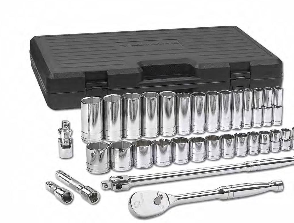 sockets in SAE/METRIC, Standard/Deep/Universal New 3/4 Drive open stock sockets in SAE/METRIC, Standard/Deep/Universal Expanded Line of Chrome Tools New Ratchet & Socket sets in 1/4, 3/8, and 1/2