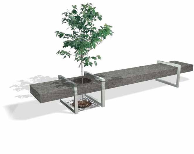 frank. bench planter H 550mm x L 4000mm x W 740mm Cantilevered construction to echo smaller benches. Rectangular section 316 grade stainless steel with a shot-peened finish as standard.