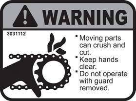 Safety Labels and Locations SAFETY WARNING! Loss of control, collision, or getting caught in moving parts can result in serious injuries.