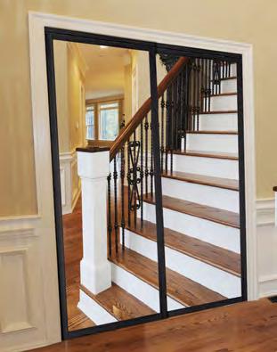 TM/MC SERIES 2044 (415) Steel Laminated Wide Style Framed Sliding Mirror Door 2-1/2" wide maintenance free "wood" look frame Bottom Roll with Top Guide "E" Channel Anti-Jump Bottom Rollers