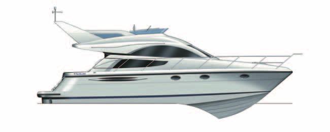 Phantom 40 Technical Specifications Optional Flybridge Bar Unit Length of hull (bow to aft end of bathing platform, inc. gunwale): 39ft 6in (12.05m) Length overall (inc.
