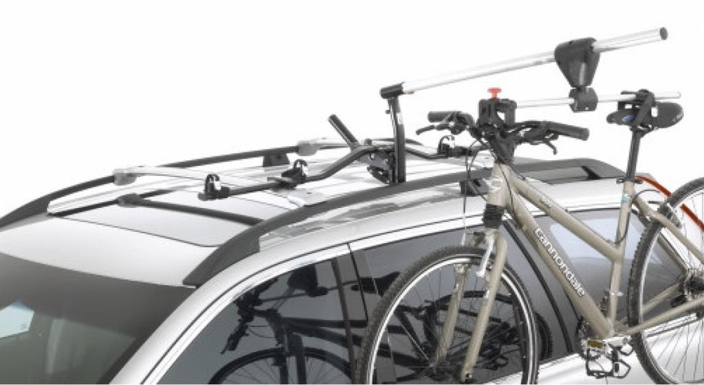 Bike Lift Carrier A bicycle carrier secured to the car's load carrier.