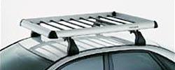 Rooftop Load basket narrow This roof-mounted luggage carrier is constructed of aluminum and plastic-covered steel tubes.