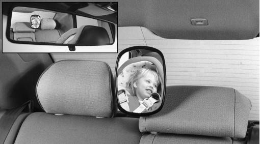 Child seat mirror A practical mirror that provides the driver with the opportunity to