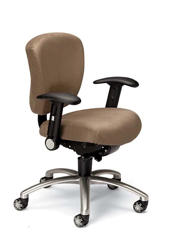 Low Back Low back, standard seat operational chair, Basic Synchron control, adjustable height fold-away armrests, brushed aluminum base