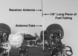 The antenna will be longer than the antenna tube. Do not coil or cut the receiver antenna. Press fit the antenna tube through the hole in top of the radio box.