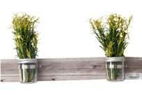 Three vases wall decoration FLOWER in glass and canvas 8010402379989 x 1/8WNB 37999 h 8 x 70 cm