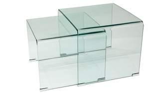 54 Tavolini 5077812 Set 2 Tavolini NEW LOISE 55x50x45 h cm 50x50x40 h cm Vetro trasparente Tavolini in vetro temperato trasparente 5080612 120x60x40 h