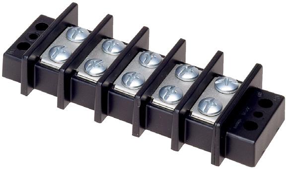 10 Connector products T400 double row terminal blocks Dimensions in Ratings Volts 600 V Amps 75 A reakdown voltage 7500 V Agency information T400-05 0.15 dia. (3.8) A 0.22 (5.6) 0.625 (15.9) 1.12 (28.