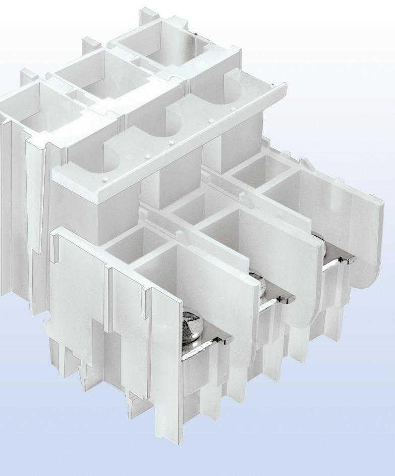Connector products 10 Panel mount multi-pole blocks Multi-pole panel mount terminal blocks provide a compact, high density circuit connection solution without the necessity of a mounting rail.