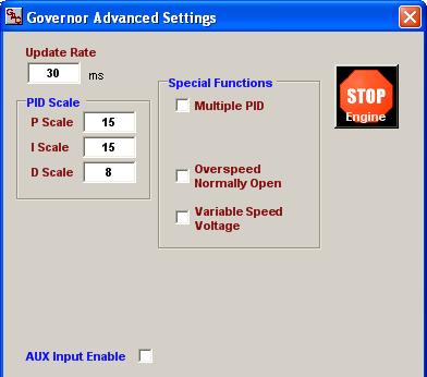 Return to the main page. Under VARIABLE SPEED PARAMETERS, input the desired idle RPM in the box labeled Speed min and hit the Enter key.