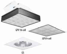 GENERAL AREA LIGHTING PRODUCT INFORMATION GPV GS Parabolic Louvers Use in recessed hard-ceiling and T-bar applications that require optimum horizontal illumination with superior brightness control