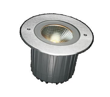 Glacial Inground Inground 67 uplight with option of 5W, 7W, 12W, 18W and 25W LEDs. arious cut off angle lens options available in 15, 24, 38 and 60.